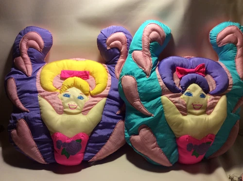 Vintage extremely RARE! Sky Dancers Figure Doll pillow set lot of 2 1995 bedding