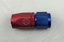W26R -8AN / 0° Straight Hose End reusable / Swivel 8 AN Fitting -8 Red & Blue