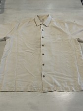 Tommy Bahama Silk Short Sleeve Button Down Shirt Men's Size XL Yellow