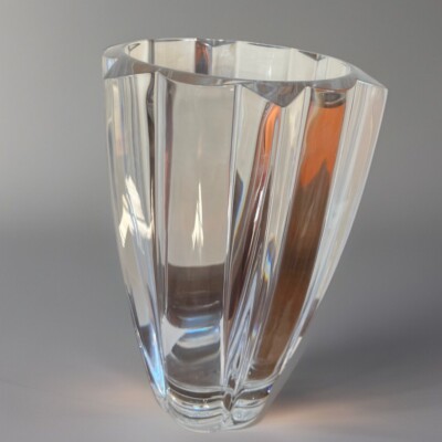 Mikasa Slovenia Heavy Lead Crystal Gemini Platinum Geometric 10'' Vase Great Gift