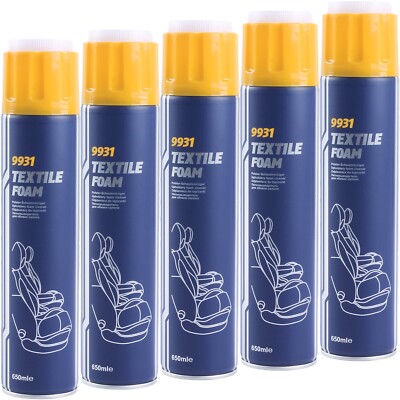 5x 650 ml MANNOL TEXTIL SCHAUM FOAM REINIGER POLSTERREINIGER SITZE TEPPICH TÜREN