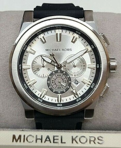 Black Silicone Chronograph Watch MK8596 