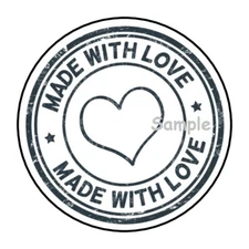 30 MADE WITH LOVE ENVELOPE SEALS LABELS STICKERS 1.5" ROUND HANDMADE GIFT TAGS