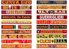 SUBBUTEO NEW  1° set di 20 ADESIVI TIFOSI della ROMA TUTTI DIVERSI per TRANSENNA