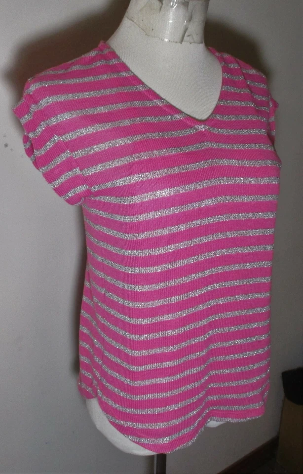 ESPLÉNDIDO Top Metálico Manga Gorra Rosa 2 Piezas Niña Talla 14 Nuevo con Etiquetas $68.00 Foto 3 de 4