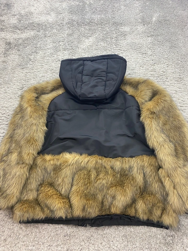 Forever 21 искусственного меха норка пальто пуховик куртка женщин средний капюшон полный молнии Mob жена - Изображение 2 из 4