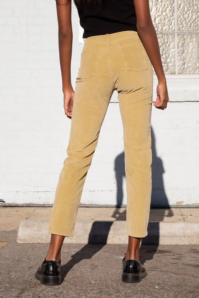 ¡Último! Brandy Melville Caqui Marrón Tostado Alto Jane Pana Pantalones Nuevos con Etiquetas Talla M Foto 3 de 4