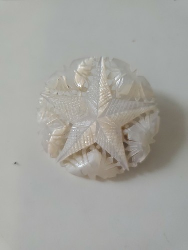 Vintage Carved MOP Mother Of Pearl Pin 
