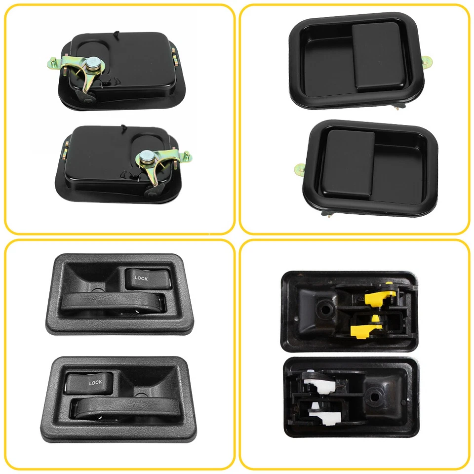 Juego de 4 manijas de puerta exterior interiores negras para Jeep Wrangler TJ YJ 1997-2004 Foto 4 de 4