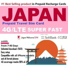 Japan Travel SIM Card | Softbank 4G | Unlimited Data | $2/Day | 7-90 Days