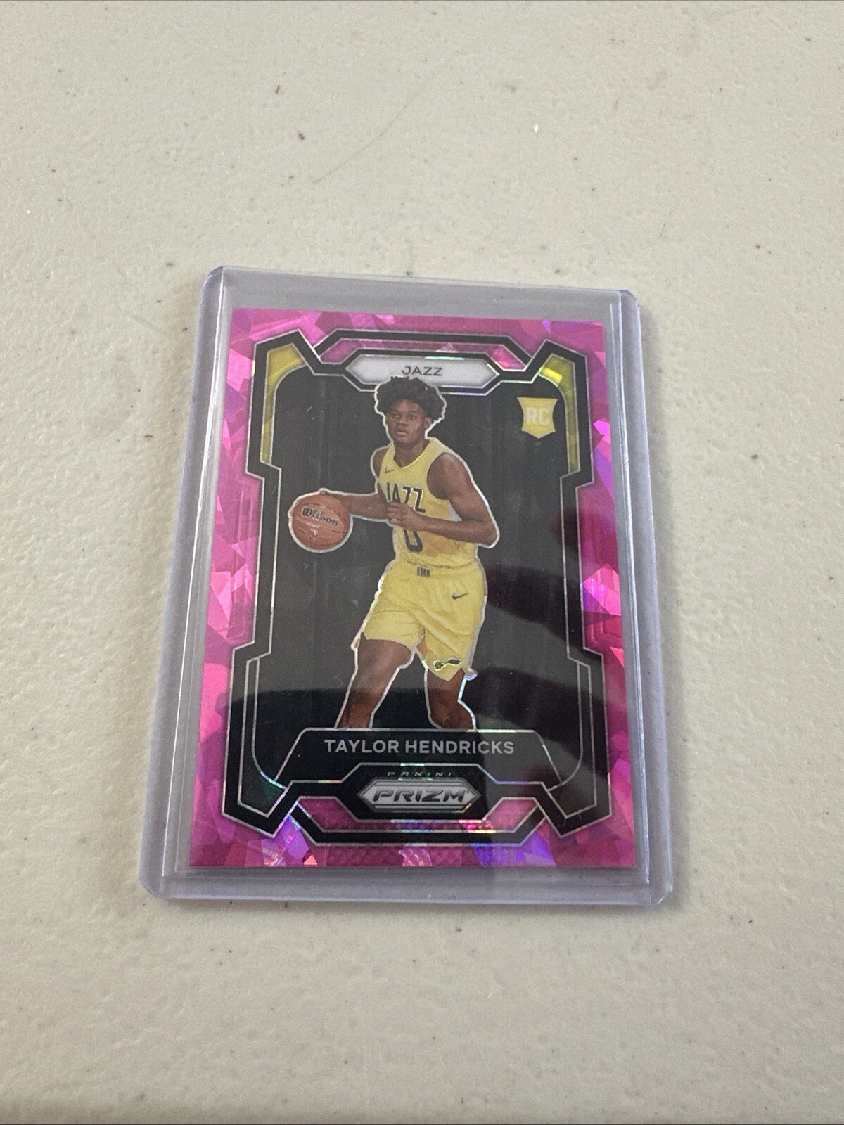 2023-24 Panini Prizm Taylor Hendricks Pink Cracked Ice Rookie Card RC #161 Jazz