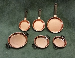 Dollhouse Copper Kitchen Items Lot 6 Pieces Set 3 Frying