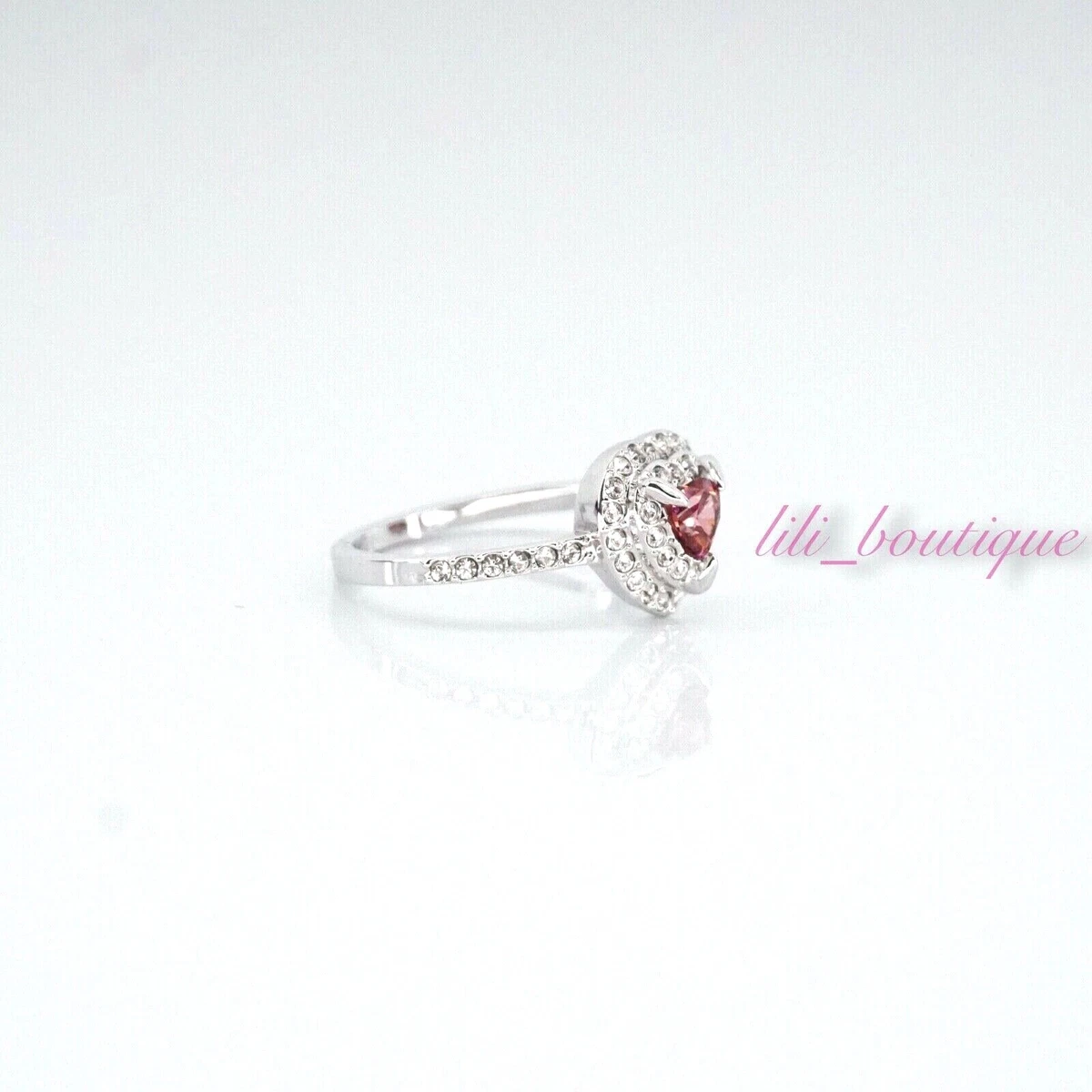 NIB Swarovski 5470695 One Ring Red Pink Clear Crystals Rhodium
