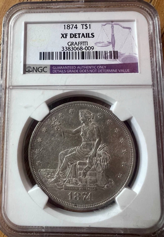 1874 T$1 Trade Dollar Graded NGC XF With Details Very Nice Example For Details! - Image 3 of 4