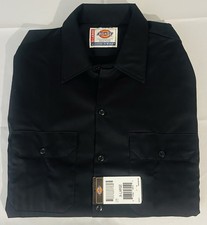 Dickies Men’s Black Long Sleeve Button Front Shop Mechanics Work Shirt, Twill XL