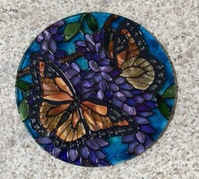 Vintage Joan Baker Stained Glass Butterfly Suncatcher Table Decor 3.5"