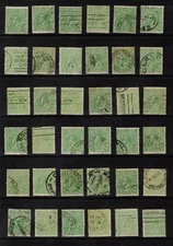 Australia KGV 1/2D Green Stamps, Used x 36, Large Multi Wmk (GR01) - Free Post