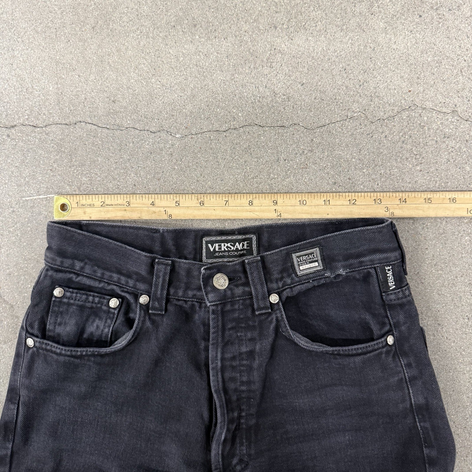 Versace Jeans Couture Ittierre Spa Black Denim Vintage Actual Size