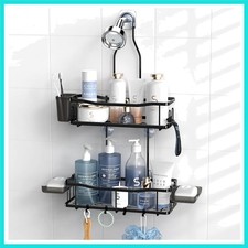 Bathroom Organizer: Rustproof Shower Shelf Racks Over Shower Head - No Drilli...