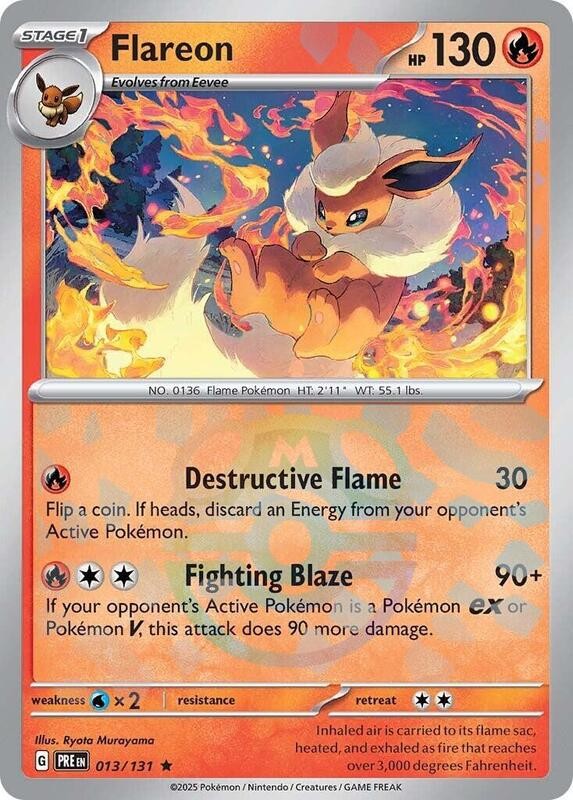 Flareon (Master Ball) - 013/131 - Pokemon Prismatic Evolutions Rare NM