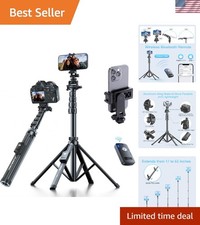 Portable 62" Tripod for Smartphones - Ultra-Stable 4 Legs with Bluetooth Remote