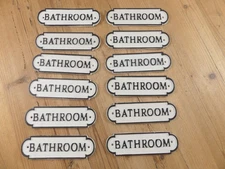 12 CAST IRON BATHROOM Signs Cast Iron Door Resale *PAINT DEFECTS* Flea Market