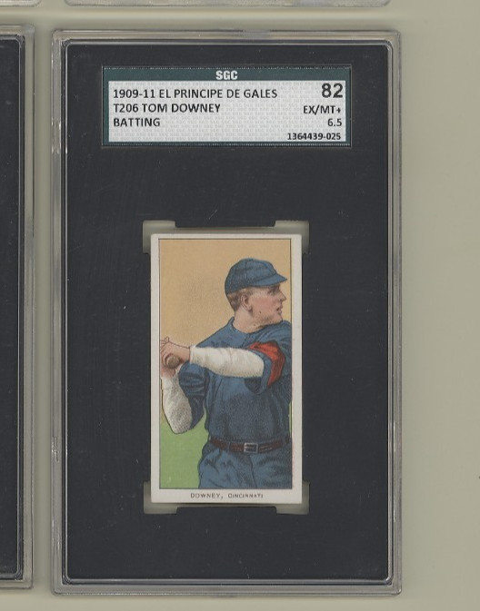1909 T206 Tom Downey Batting Cincinnati Reds El Principe de Gales EPDG 6.5
