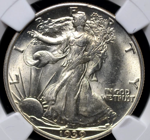 1939 D WALKING LIBERTY HALF DOLLAR NGC MS 63 BRISK SILVERY WHITE LUSTER, GOOD