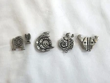 NONY New York Tribal South Western Silver Metal Button Covers Set Of 4