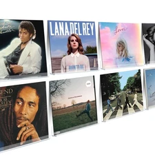 Vinyl Record Shelf Wall Mount, 12 inch Clear Acrylic Album Record Holder Disp...