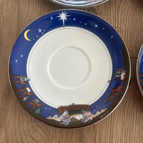 (9x) Janet Allen Nativity Scene 5.75” Small Saucers Plates, Christmas
