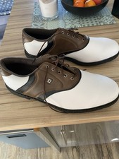 Footjoy White And Brown Tour Dry Men’s Leather Golf Shoes