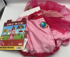 Princess Peach Costume Girl Super Mario Medium 7-8 New Cosplay Dress Up