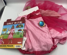 Princess Peach Costume Girl Super Mario Medium 7-8 New Cosplay Dress Up