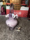 Fenton Glass Overlay Lavender Purple Flower Basket Hand Painted Signed Vintage 1