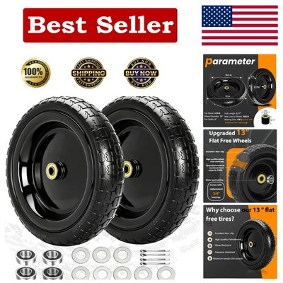 Long-Lasting 13-Inch Flat Free Wheels for Hand Trucks & Garden Carts - Reliable