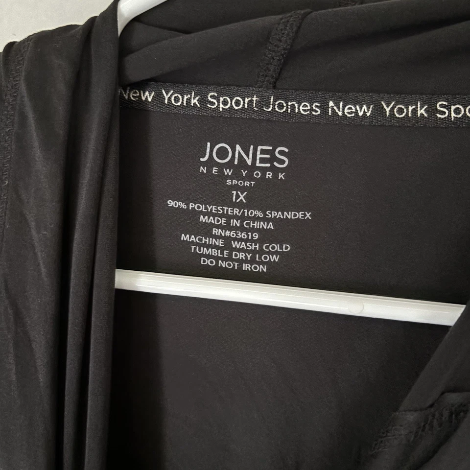 Jones New York Women’s Black Lightweight Hoodie Size 1XL Long Sleeve Pullover - Image 2 of 4