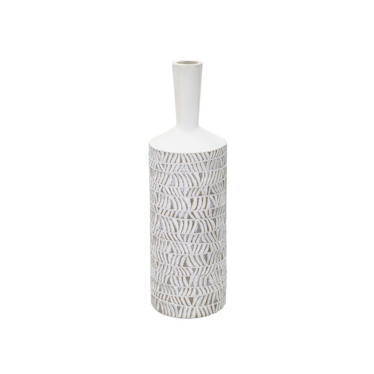 Vase bouteille abstrait Nairobi 49cm blanc pour meubler un grand angle vide de salon
