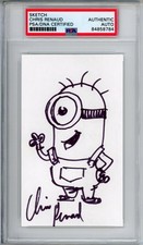Minions Original Sketch Drawing Signed & Drawn By Chris Renaud PSA DNA COA Auto