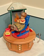 Vtg Large ANRI Wood Swiss Thorens Music Box Girl Rocking - Scarlet Ribbon