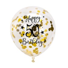 Gold 50th Confetti Latex Balloons, Woman or Man Happy 50 Years Birthday Party...