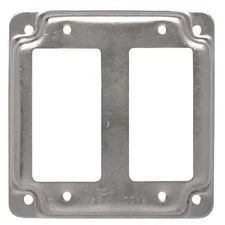2 PC Raco 809C Electrical Box Cover, Square Box Type, 2 Gangs, Galvanized Steel