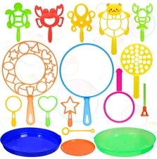 Bubble Wands Set for Kids,17 Pcs Assorted Bubble Wands with Tray, Big Bubble Mak