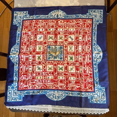 HERMES joyaux de lete Carre 90 Silk 100% Scarf Blue excellent gift
