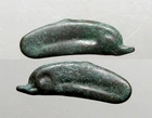 ONE ANCIENT DOLPHIN MONEY____CAST BRONZE____Olbia Thrace____Bottle-Nose Dolphin
