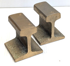 Gold Railroad Track Steel Bookends Pair 2.2 Lb Each 2.75x3.0