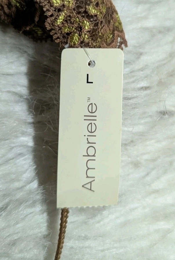 AMBRIELLE 牛奶巧克力棕色绿色花卉三层叠层吊带上衣女式大号 — 第 4/4 张图片