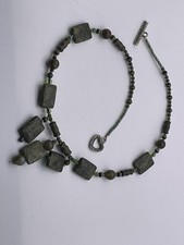 Green Stone Beaded Necklace Toggle Clasp
