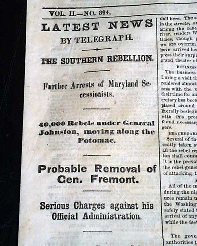 Confederate Gen. JOSEPH E. JOHNSTON Post Battle of Bull Run 1861 Civil War News - Foto 1 di 6