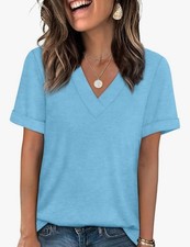 ladies casual t shirt Light Blue Size Small V NECK NWT